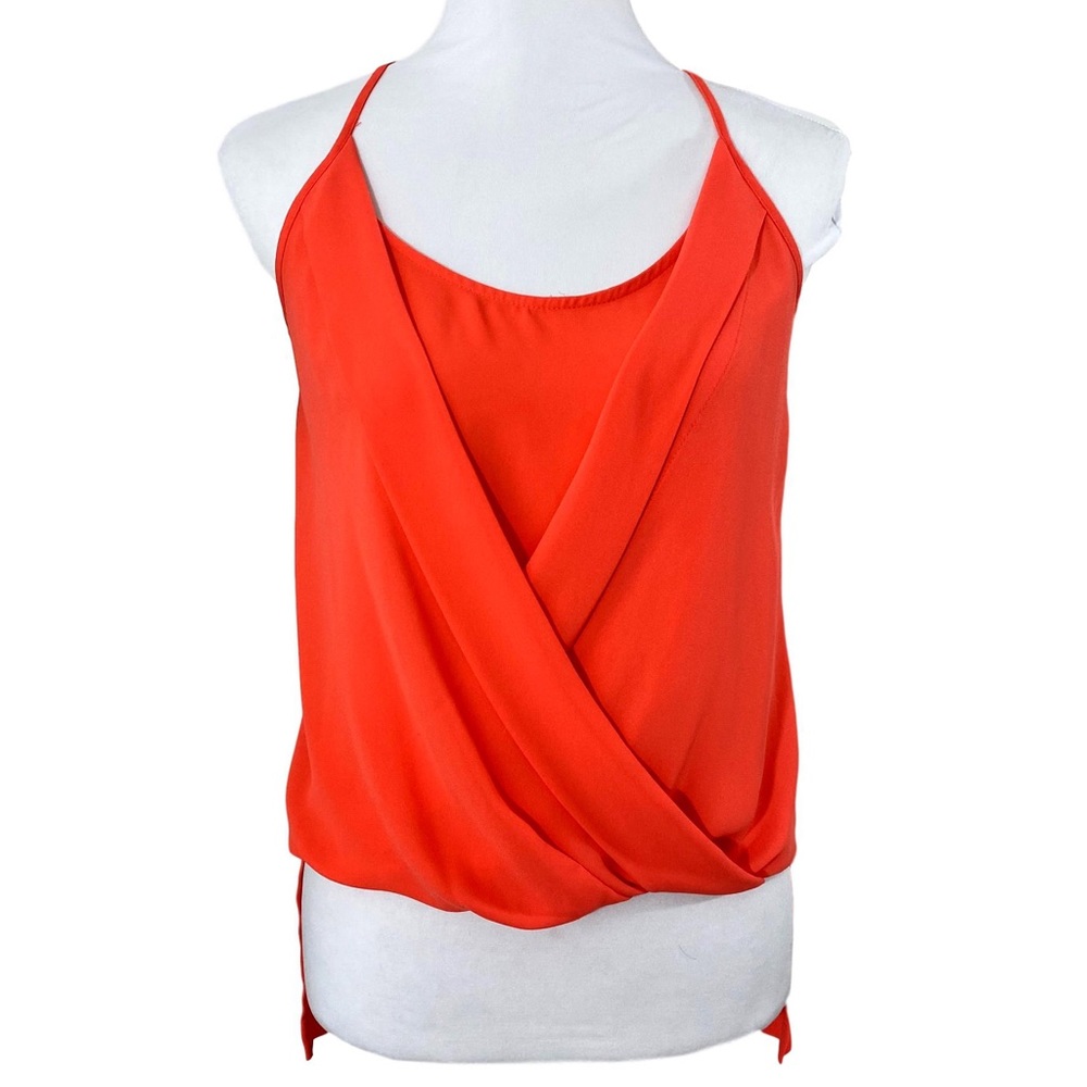 BCBG Orange Spaghetti Strap Asymmetrical Top XS